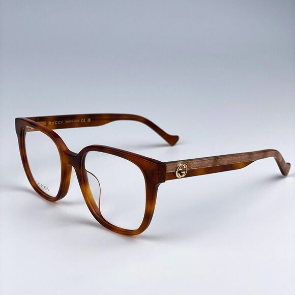 NEW Gucci GG1305OA 003 Havana Crystal Square Women Eyeglasses - Picture 6 of 10